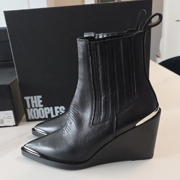 The Kooples Black Leather Ankle Boots - Picture 4 of 10
